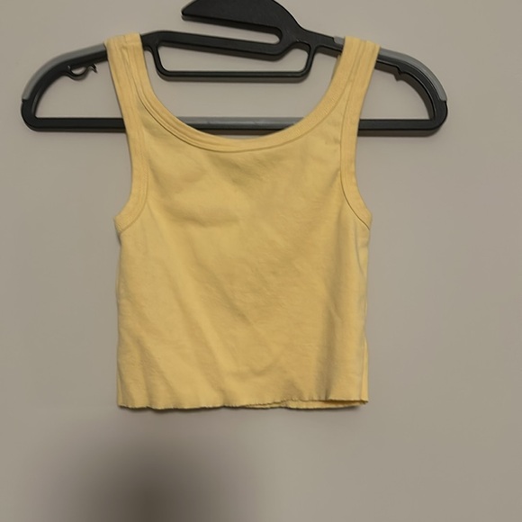Yellow cropped Tank Top with Floral Design - Picture 2 of 2